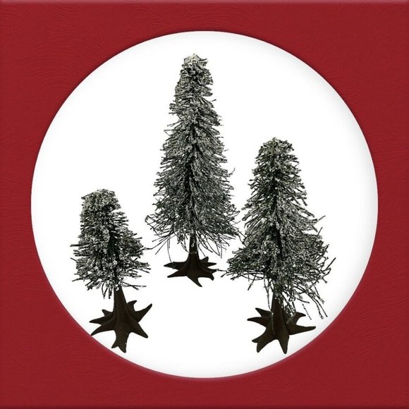 Department 56 Village Accessories Frosted Norway Pines #51756 Set of 3 VTG Trees - Picture 6 of 15